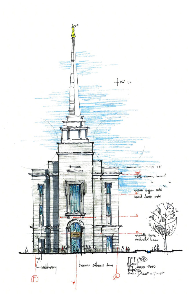 Philadelphia-Temple-Exterior-Drawing-Elevation-Study