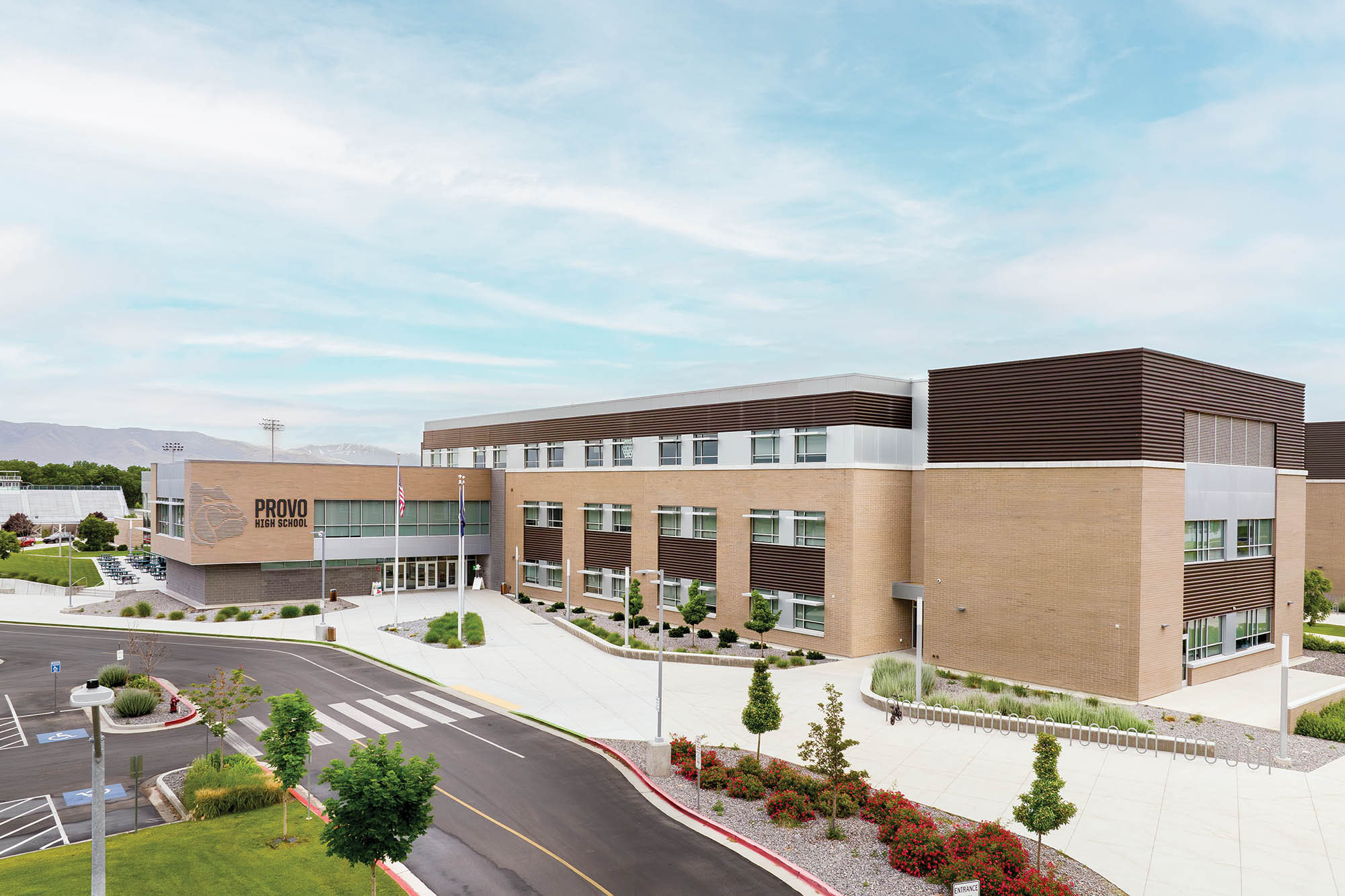 Provo-High-School-Exterior-Aerial-Main-Entrance-Wide