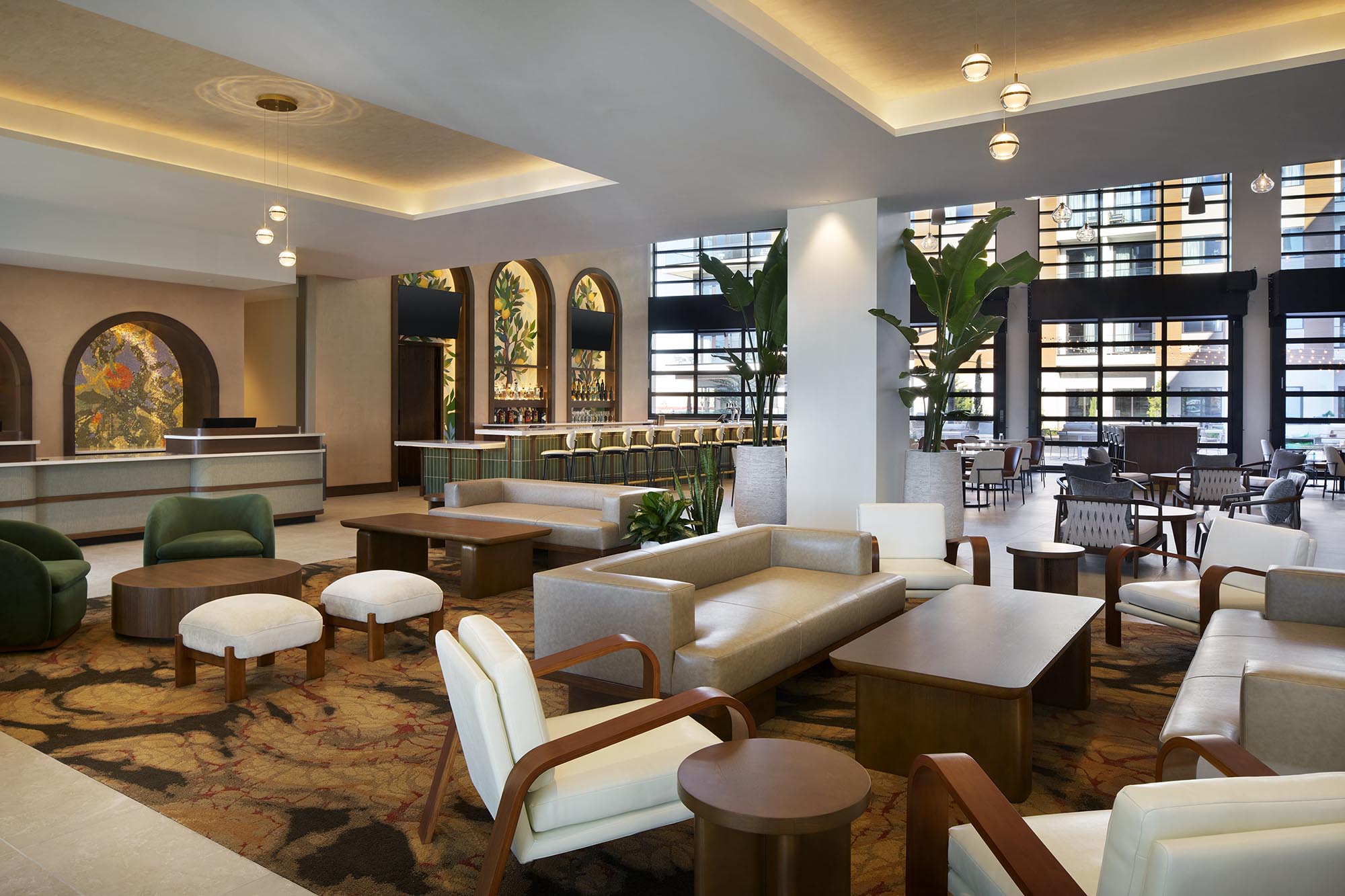 Monterey-Marriott-Courtyard-and-Residence-Inn-Interior-Lobby-Entrance-Seating-and-Bar
