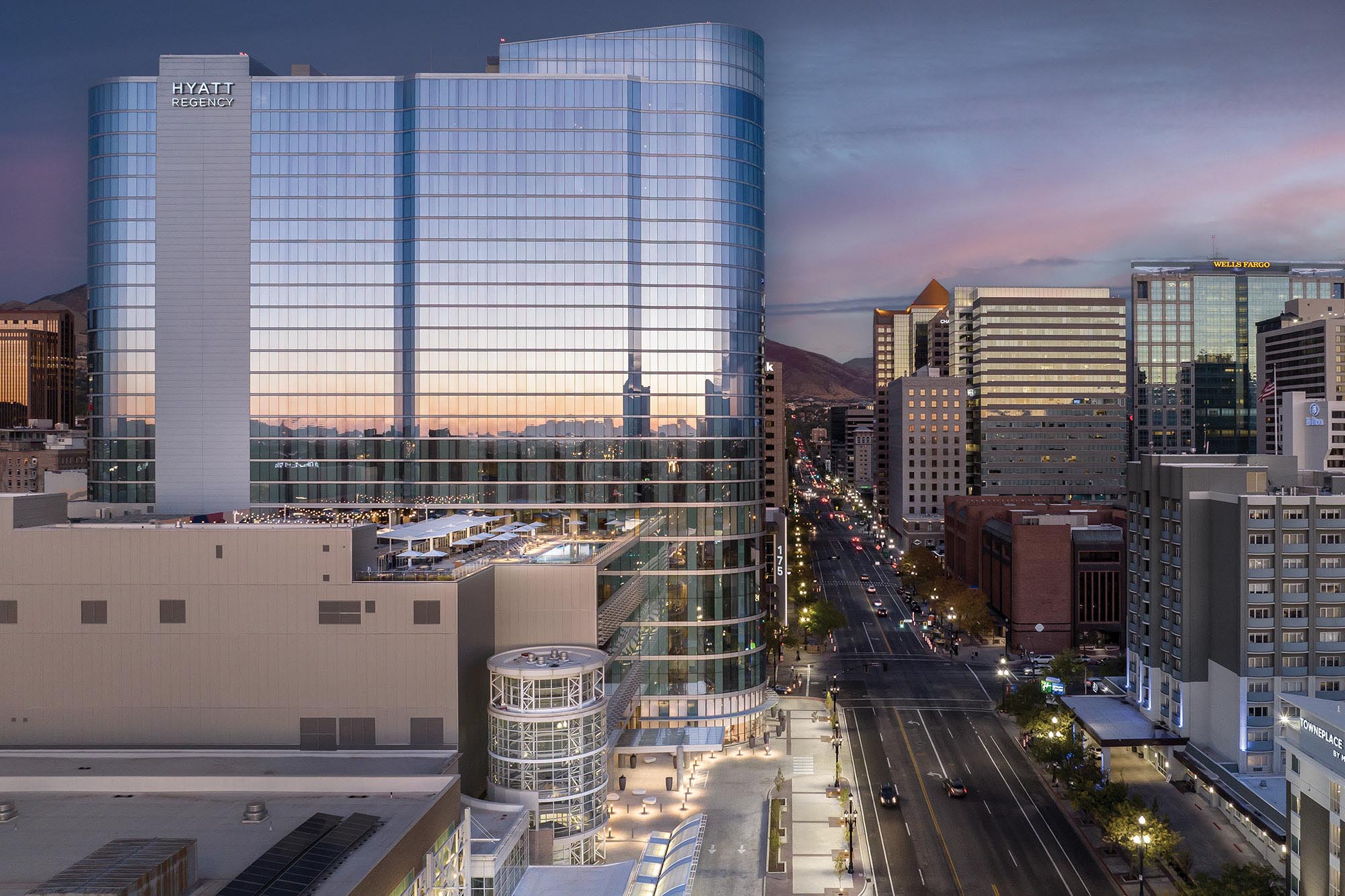 Hyatt-Regency-SLC-Convention-Hotel-Exterior-West-Twilight Christina Haas